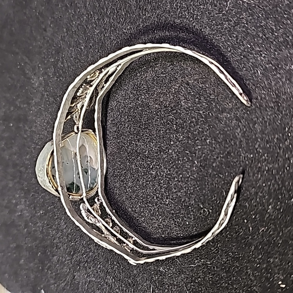 Artisan Crafted Moss Agate Adjustable Tibetan Sil… - image 2